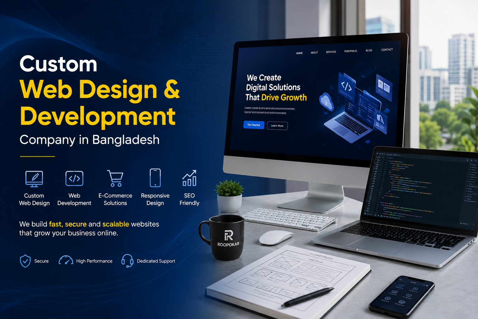 Custom Web Design & Development Company in Bangladesh | Roopokar